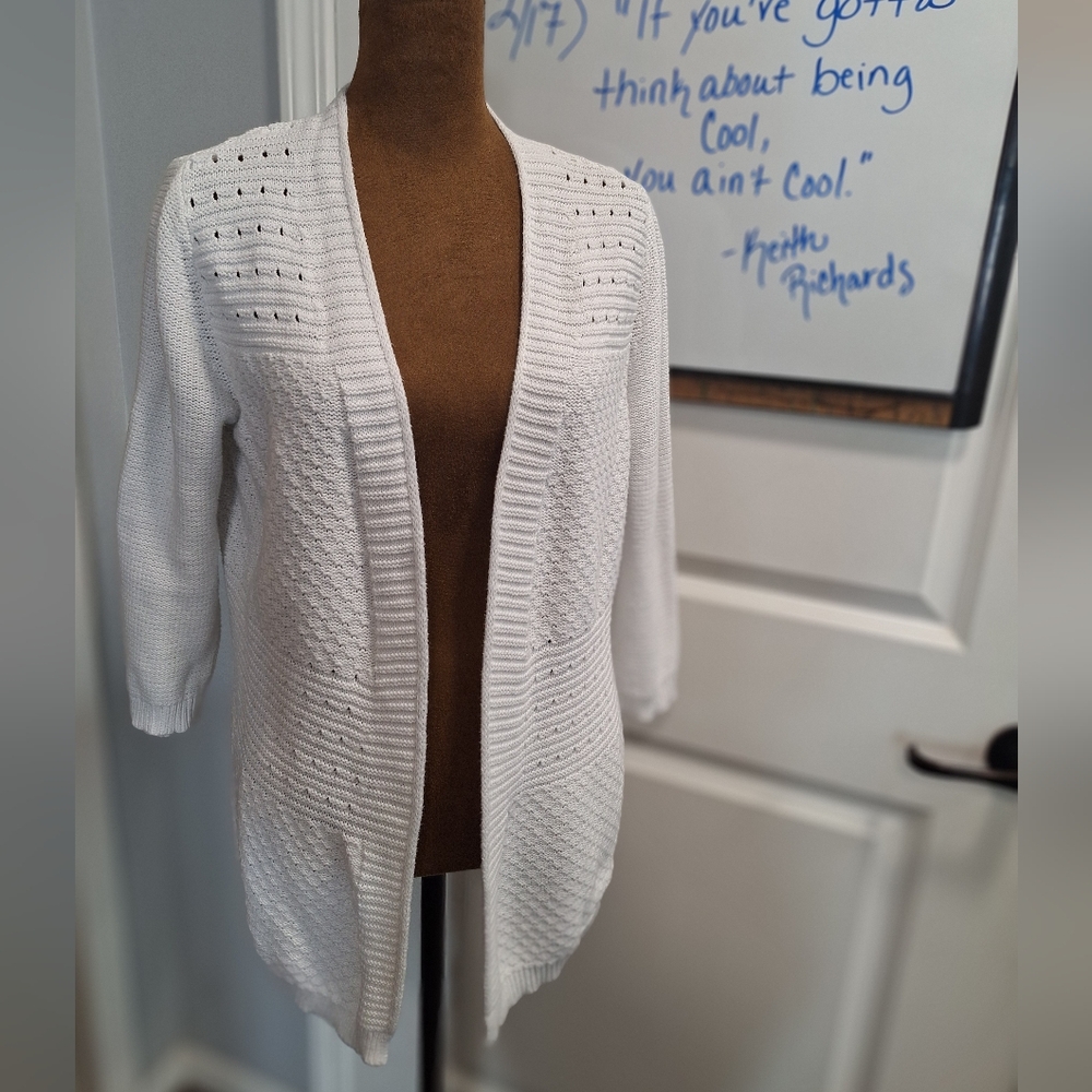 White Open-Front Women's Sweater
